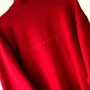 Helly Hansen Mens XL Red Fleece Full Zip Jacket Mock Neck Logo Outdoor Hiking
